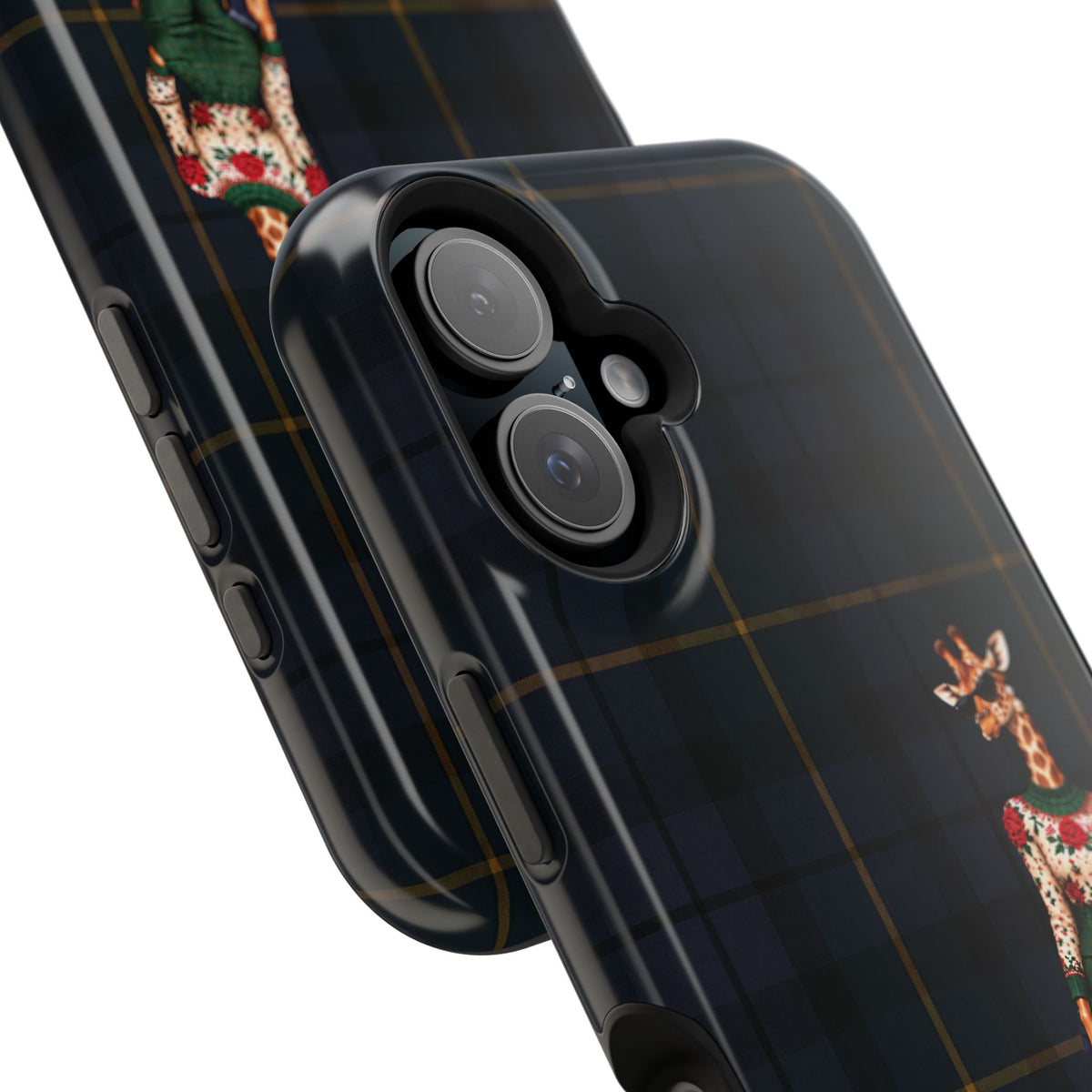 Personalized Giraffe Phone Case — Green Leopard Print Magnetic Impact-Resistant