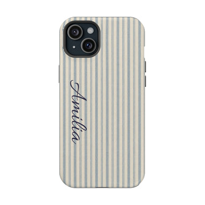 Personalized Striped Magnetic Impact-Resistant Phone Case — Custom Name