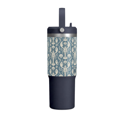 32oz Nomad Tumbler — Blue Nautical Lobster Pattern Insulated Travel Cup