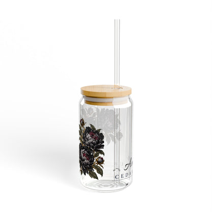 Floral Sipper Glass — 16oz Bamboo Lid Tumbler