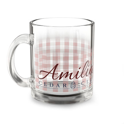 Glass Mug — Pink Gingham Coffee Mug (10 oz)