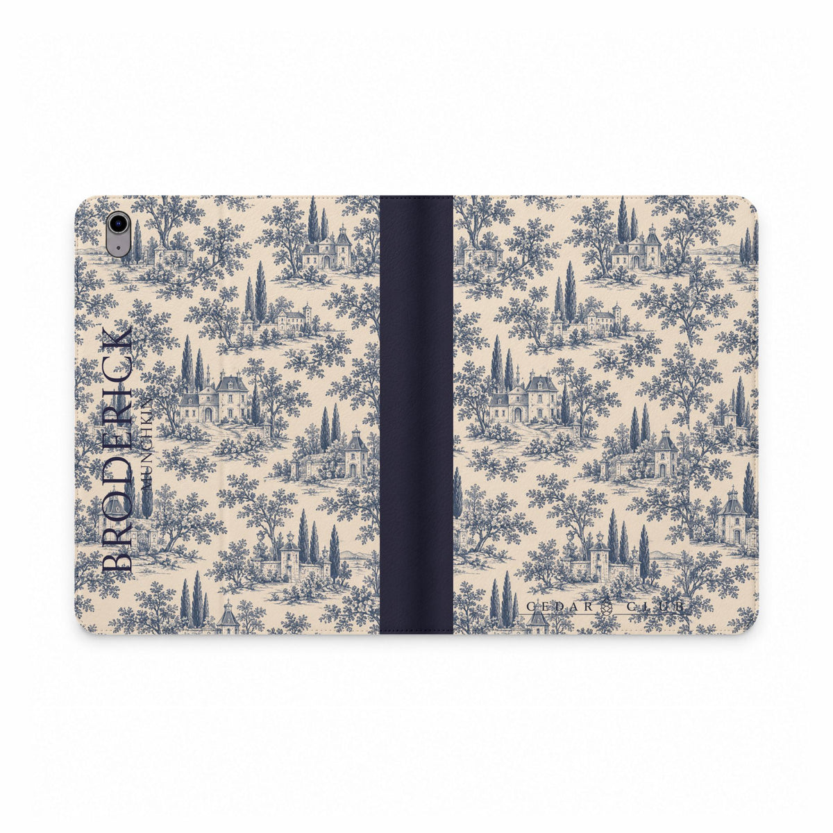 Personalized Toile Tablet Folio Case — Custom Name Monogram