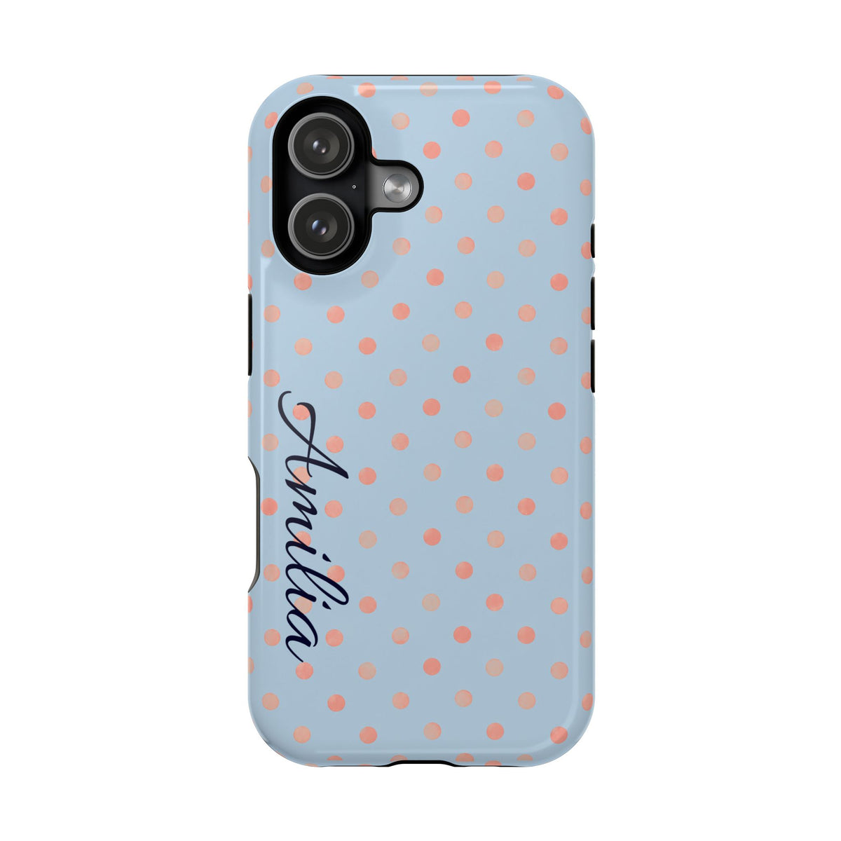 Personalized Polka Dot Magnetic Phone Case — Impact-Resistant iPhone Cover with Name