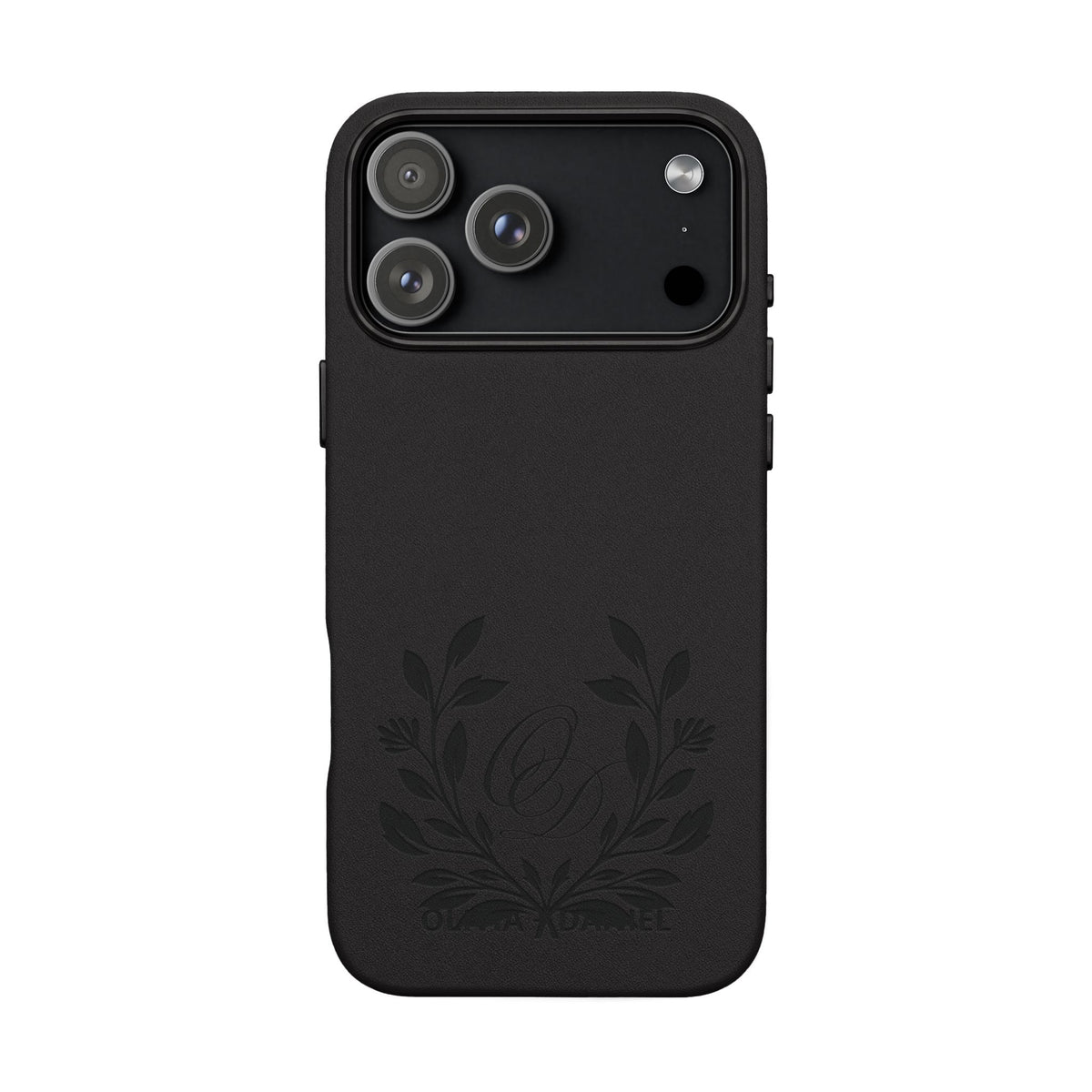 Engraved PU Leather Phone Case — Monogram Design