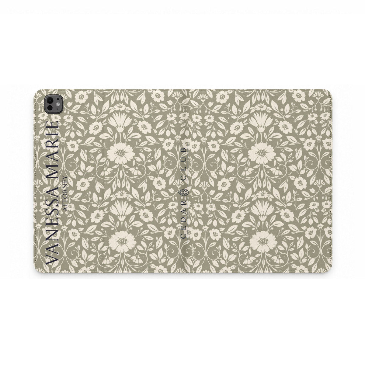 Personalized Floral Tablet Folio Case — Custom Name Monogrammed Cover