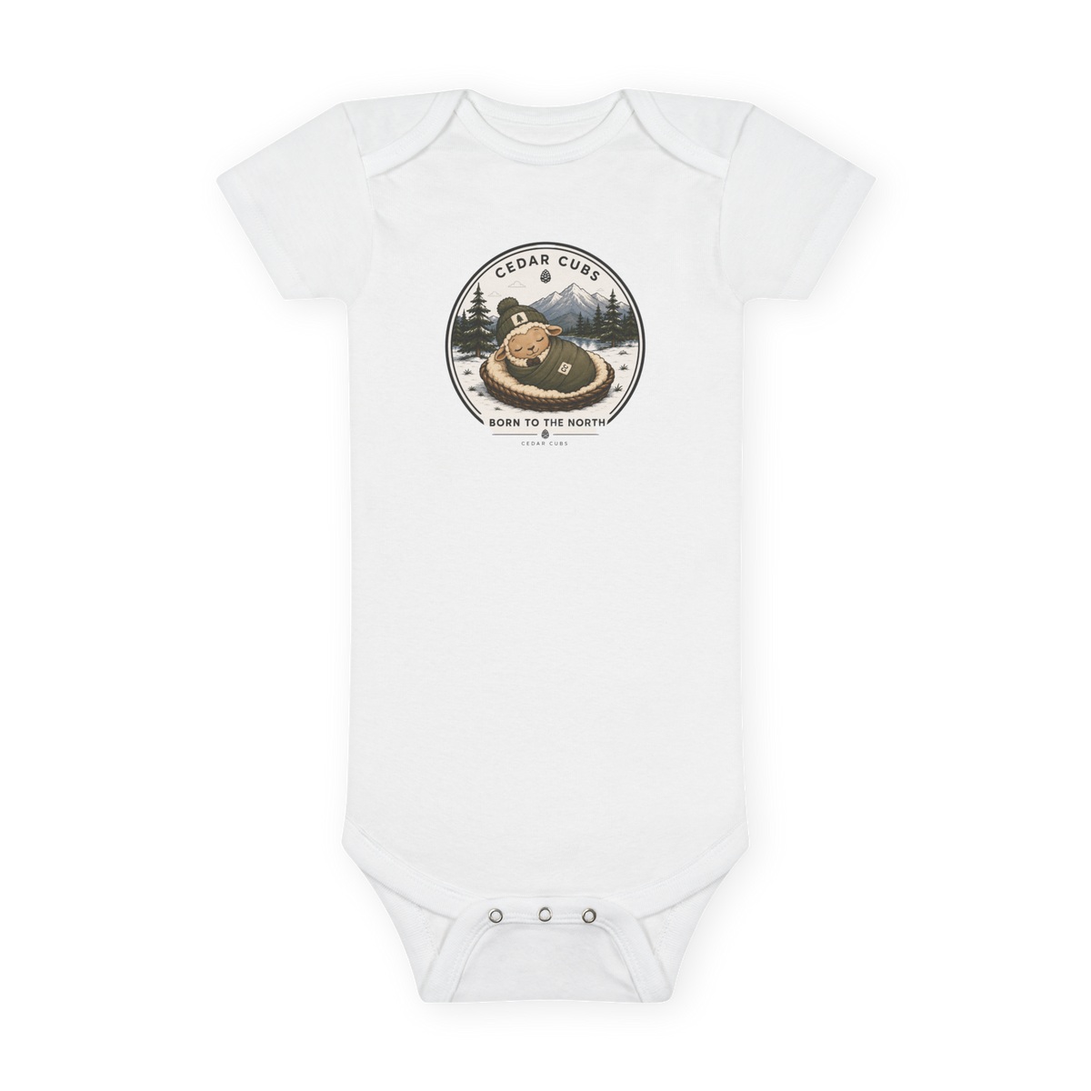 Cedar Cubs Baby Onesie – 'Born to the North' Organic Bodysuit