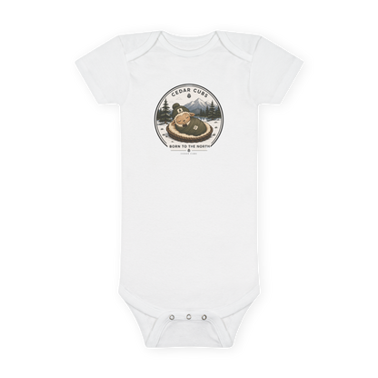 Cedar Cubs Baby Onesie – 'Born to the North' Organic Bodysuit