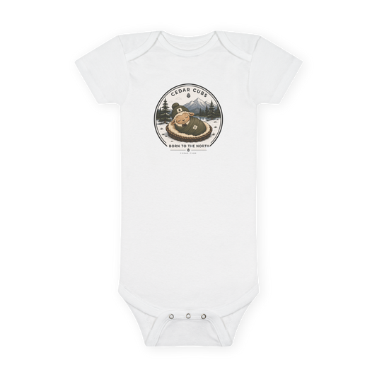 Cedar Cubs Baby Onesie – 'Born to the North' Organic Bodysuit