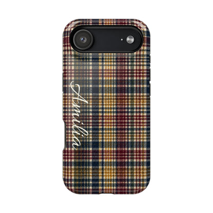 Plaid Magnetic Impact Phone Case — Personalized Script Name