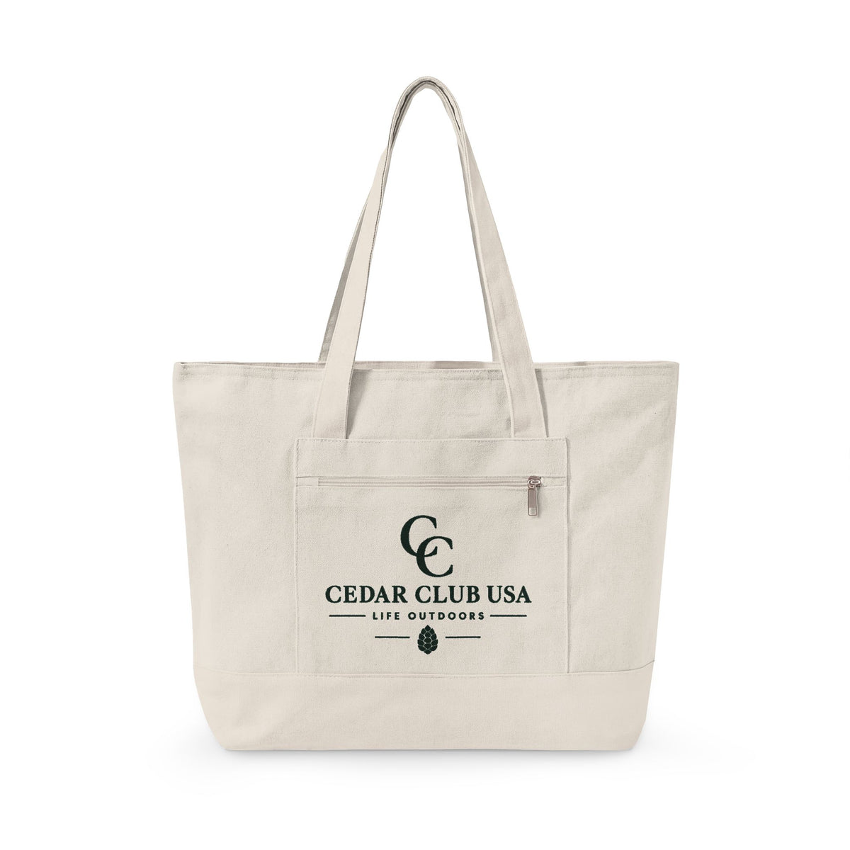 Canvas Tote Bag — Personalized 'Cedar Cubs' / Hiking Sheep Design, Zippered Beach & Market Tote