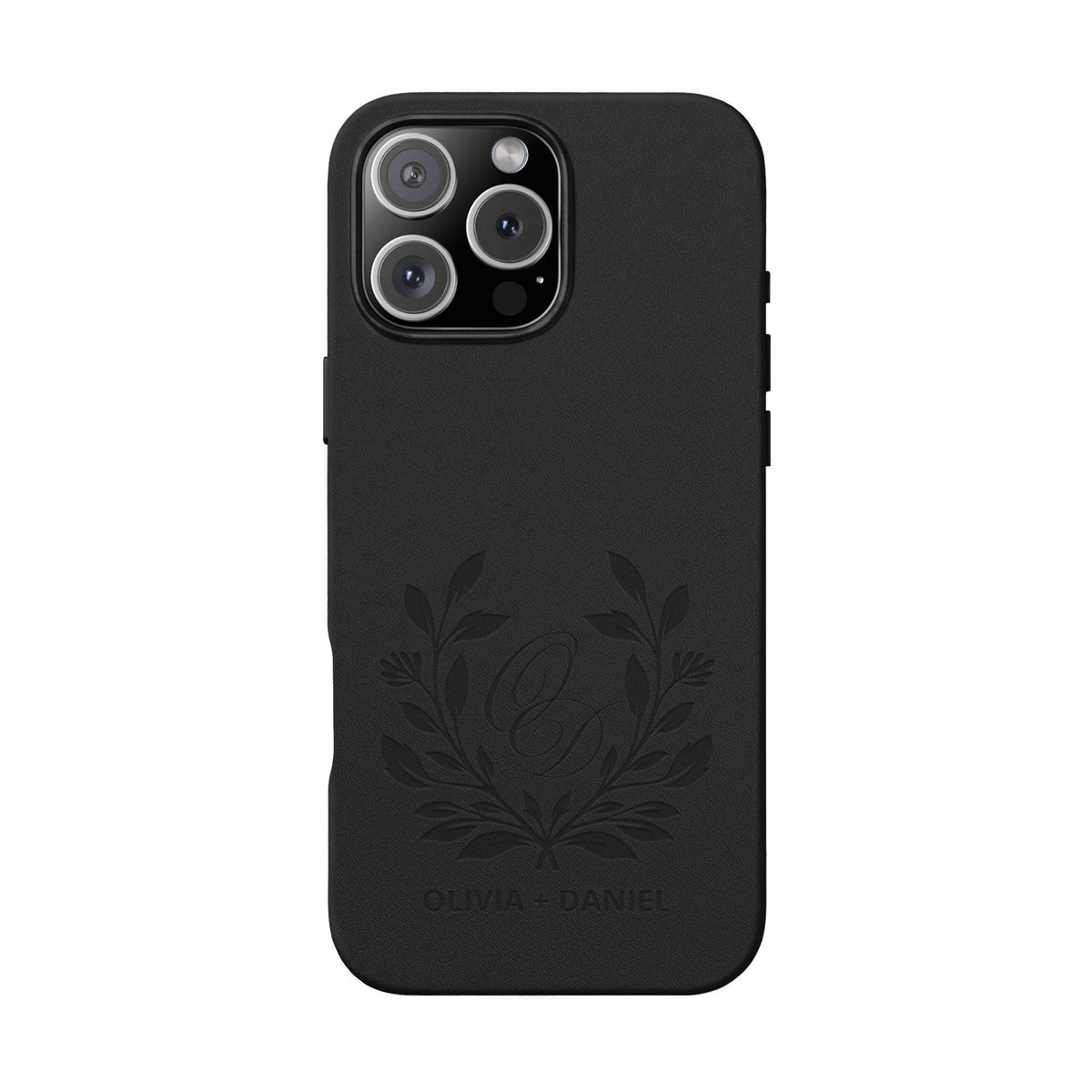 Engraved PU Leather Phone Case — Monogram Design