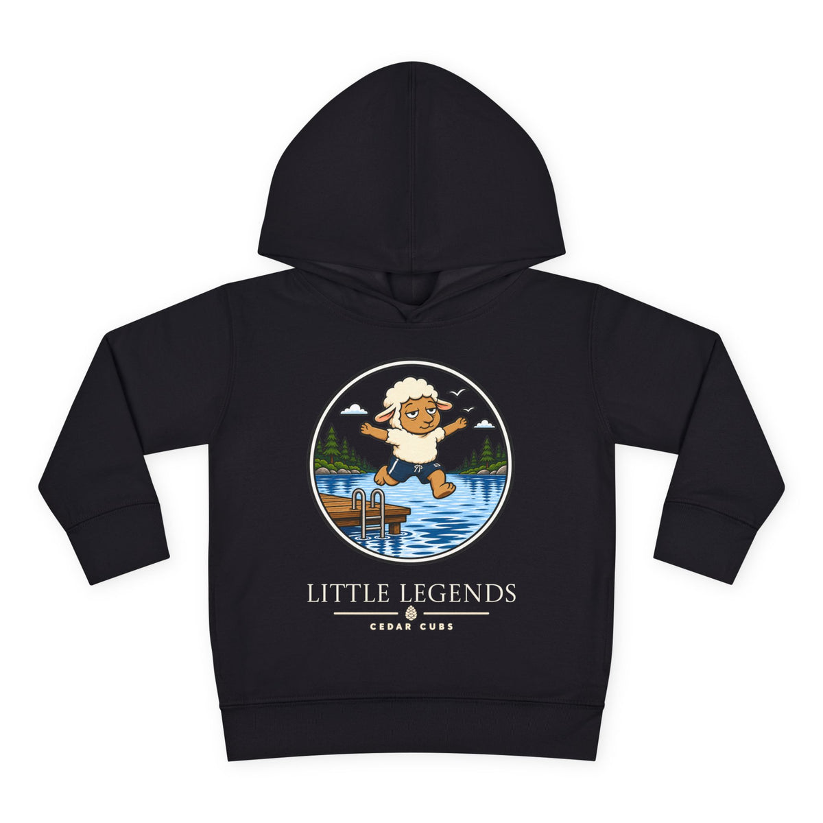 Toddler Hoodie — 'Little Legends' Dock Jump Design | Cedar Cubs Personalized Pullover
