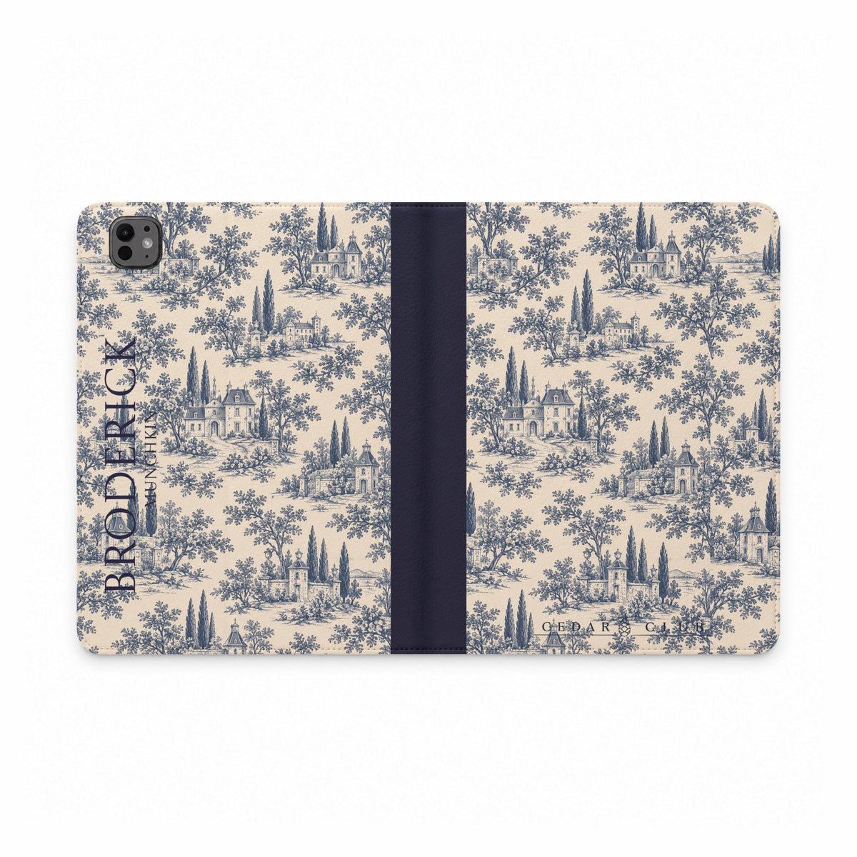 Personalized Toile Tablet Folio Case — Custom Name Monogram