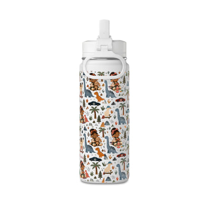 20oz Kids Dinosaur Water Bottle — Cute Dino Pattern with Name Personalization