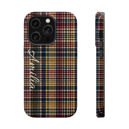 Plaid Magnetic Impact Phone Case — Personalized Script Name