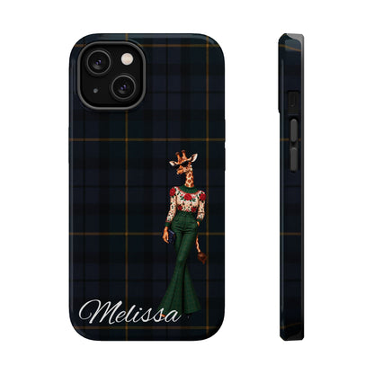 Personalized Giraffe Phone Case — Green Leopard Print Magnetic Impact-Resistant