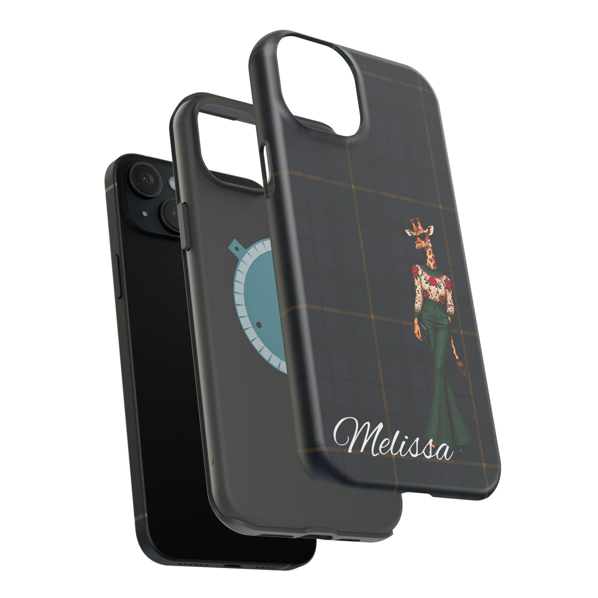 Personalized Giraffe Phone Case — Green Leopard Print Magnetic Impact-Resistant