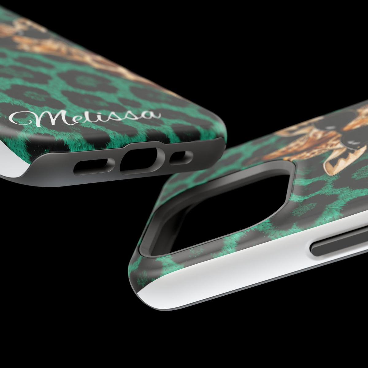Personalized Giraffe Phone Case — Green Leopard Print Magnetic Impact-Resistant