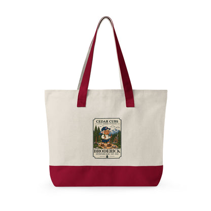 Canvas Tote Bag — Personalized 'Cedar Cubs' / Hiking Sheep Design, Zippered Beach & Market Tote