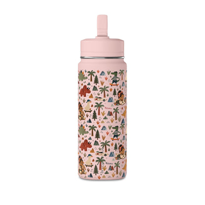 20oz Kids Dinosaur Water Bottle — Cute Dino Pattern with Name Personalization