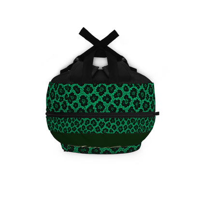Personalized Green Floral Backpack - Custom Name School & Travel Bag