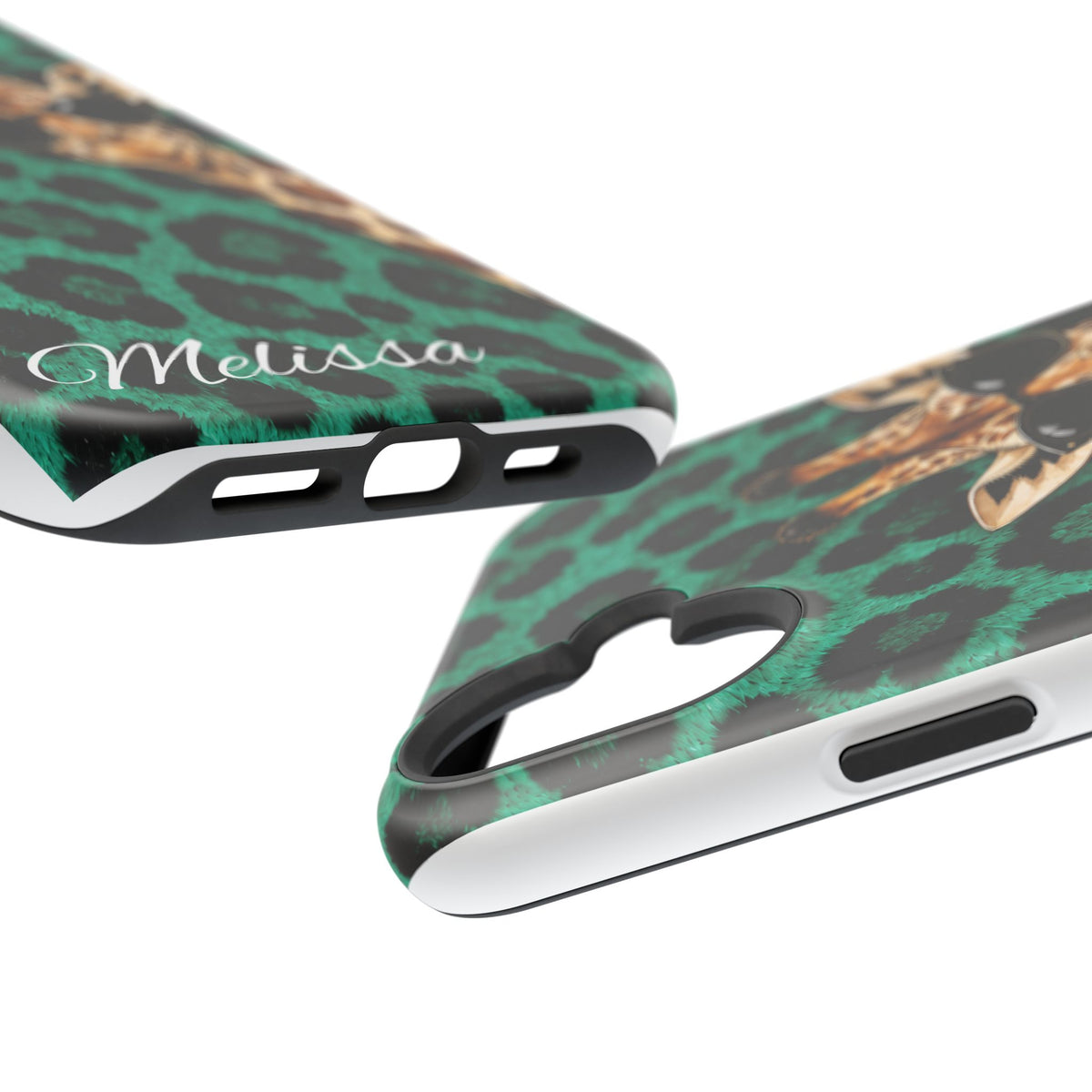 Personalized Giraffe Phone Case — Green Leopard Print Magnetic Impact-Resistant