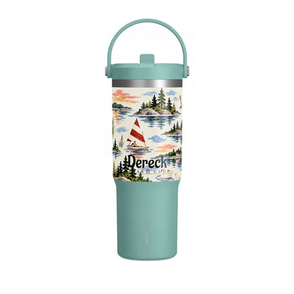 32oz Travel Tumbler — Lakeside Camping & Sailing Watercolor Design