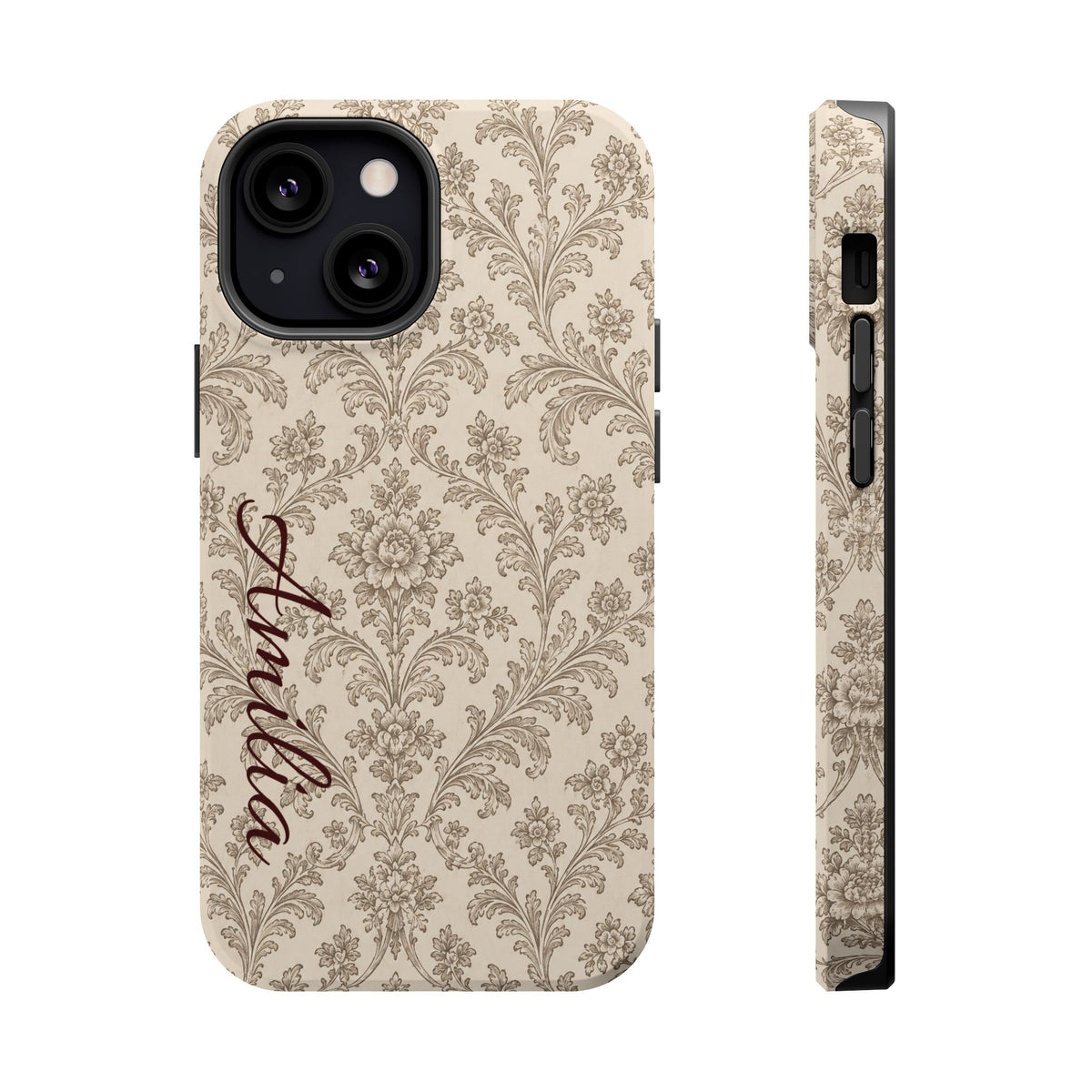 Personalized Vintage Damask Magnetic Phone Case — Custom Name