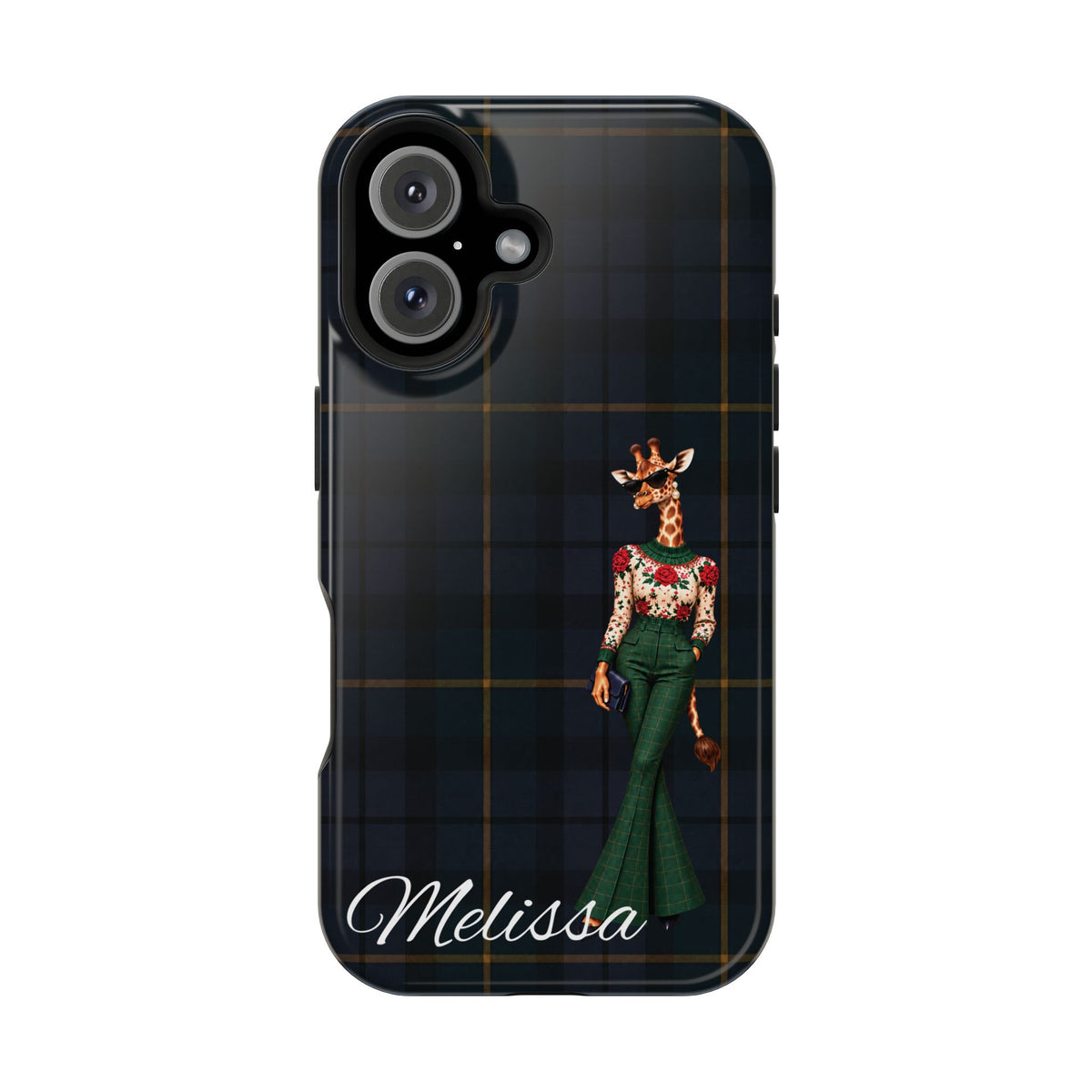 Personalized Giraffe Phone Case — Green Leopard Print Magnetic Impact-Resistant