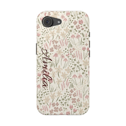 Personalized Floral Phone Case — Magnetic Impact-Resistant with Script Name