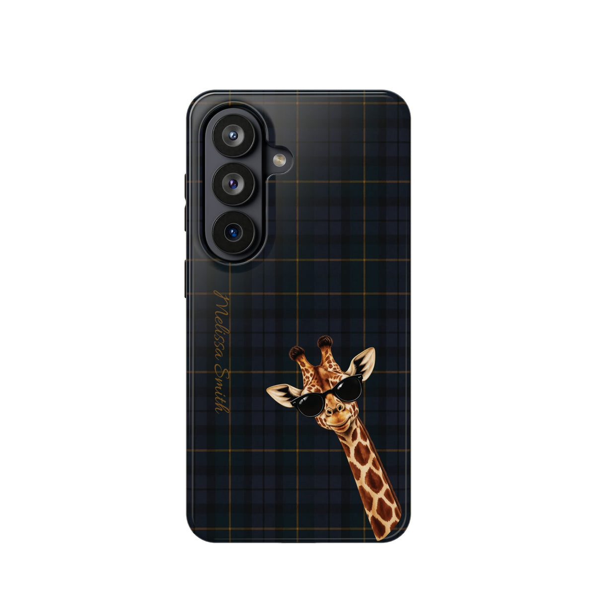 Personalized Giraffe Phone Case —Tartan Print Magnetic Impact-Resistant