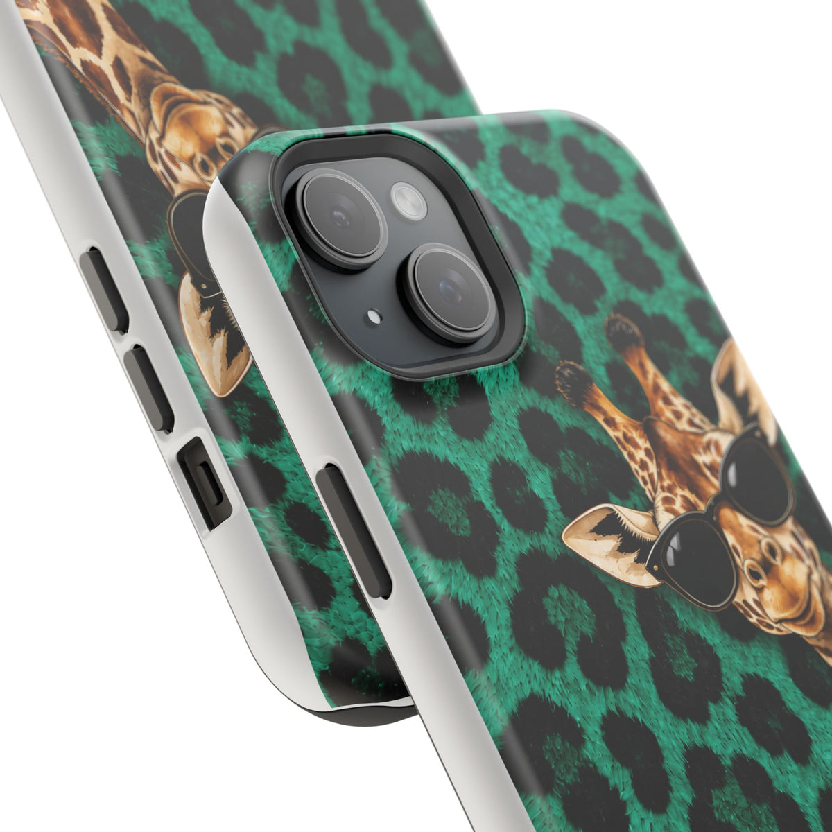 Personalized Giraffe Phone Case — Green Leopard Print Magnetic Impact-Resistant