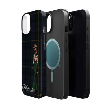 Personalized Giraffe Phone Case — Green Leopard Print Magnetic Impact-Resistant