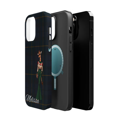 Personalized Giraffe Phone Case — Green Leopard Print Magnetic Impact-Resistant