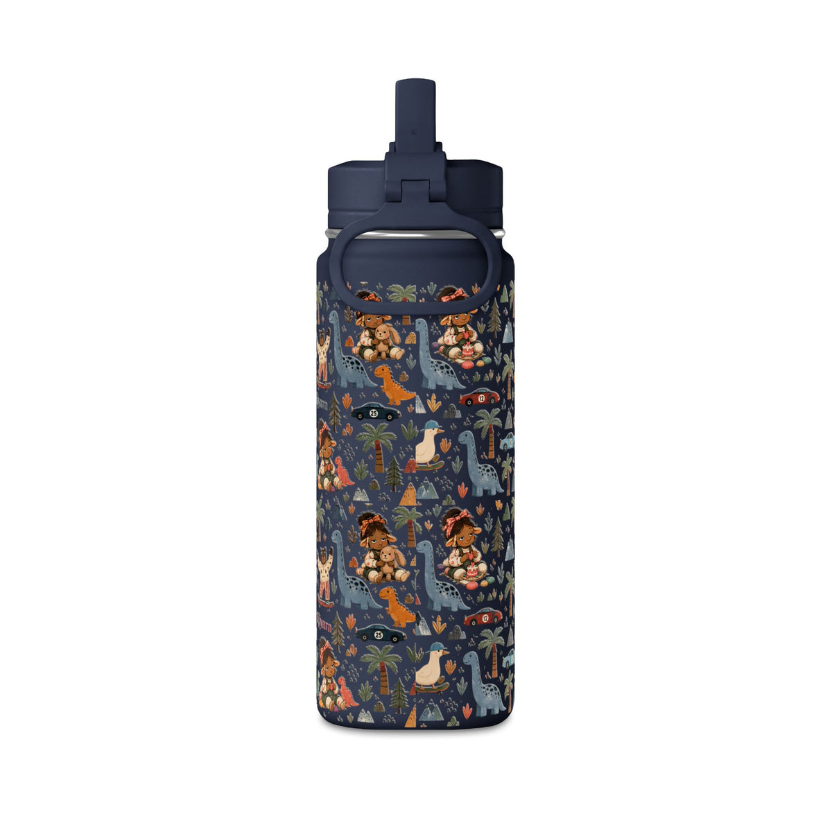 20oz Kids Dinosaur Water Bottle — Cute Dino Pattern with Name Personalization
