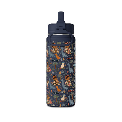 20oz Kids Dinosaur Water Bottle — Cute Dino Pattern with Name Personalization