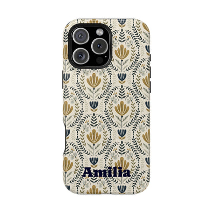 Personalized Floral Magnetic Phone Case — Impact-Resistant Protective Cover (Name Option)