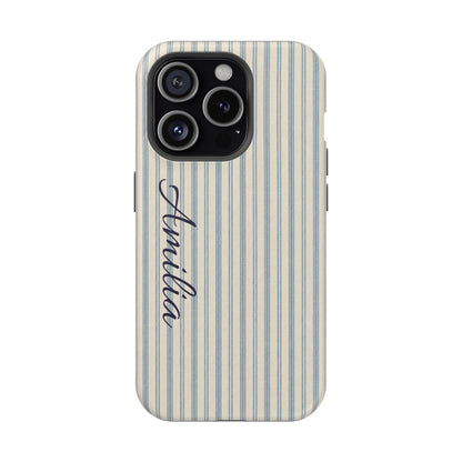 Personalized Striped Magnetic Impact-Resistant Phone Case — Custom Name