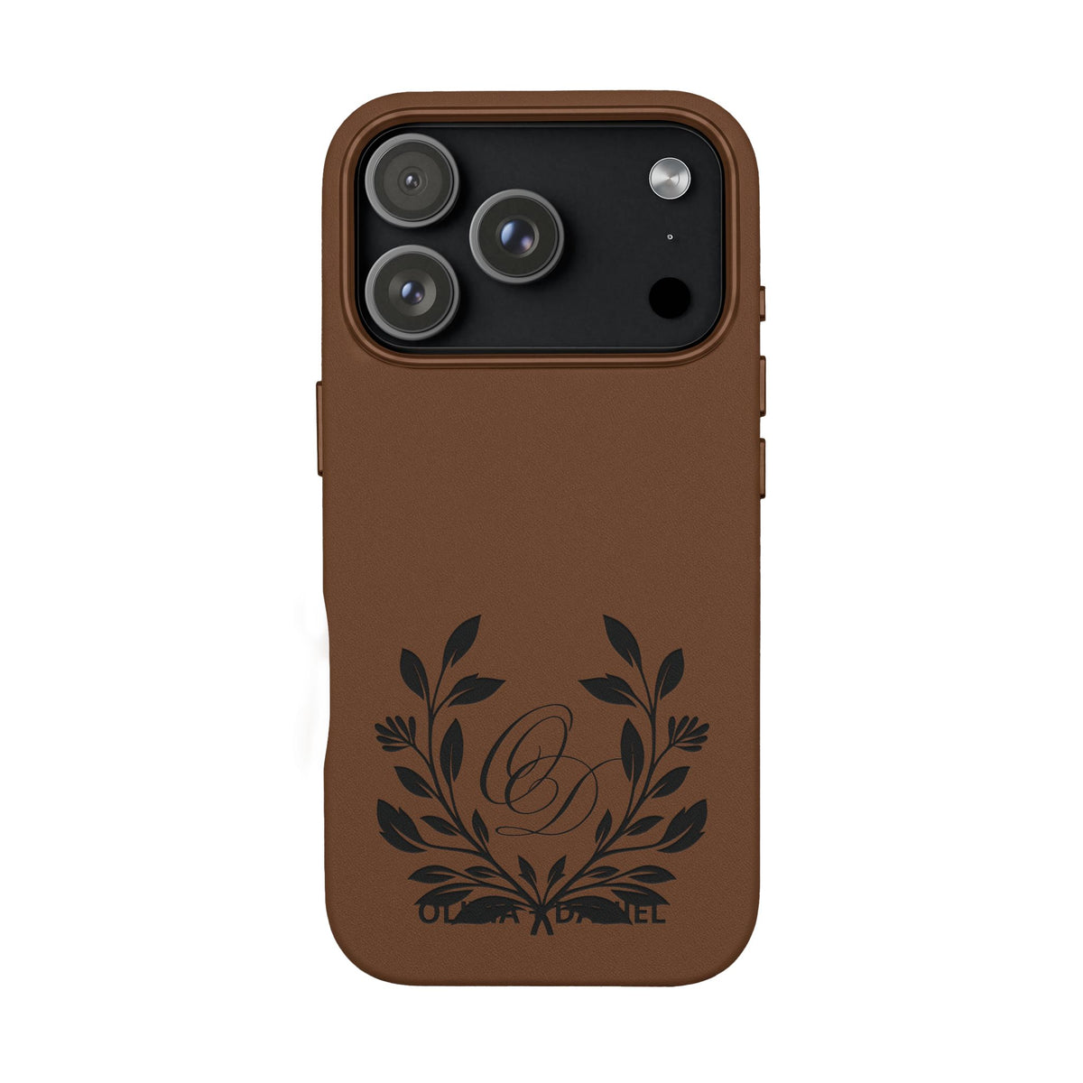 Engraved PU Leather Phone Case — Monogram Design