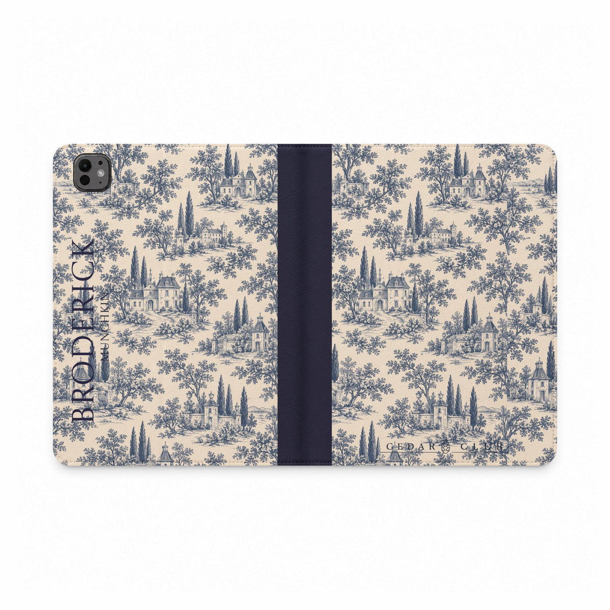 Personalized Toile Tablet Folio Case — Custom Name Monogram