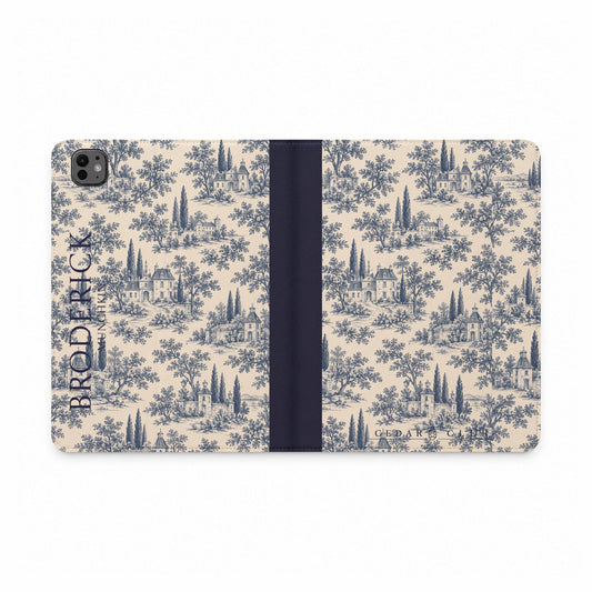 Personalized Toile Tablet Folio Case — Custom Name Monogram
