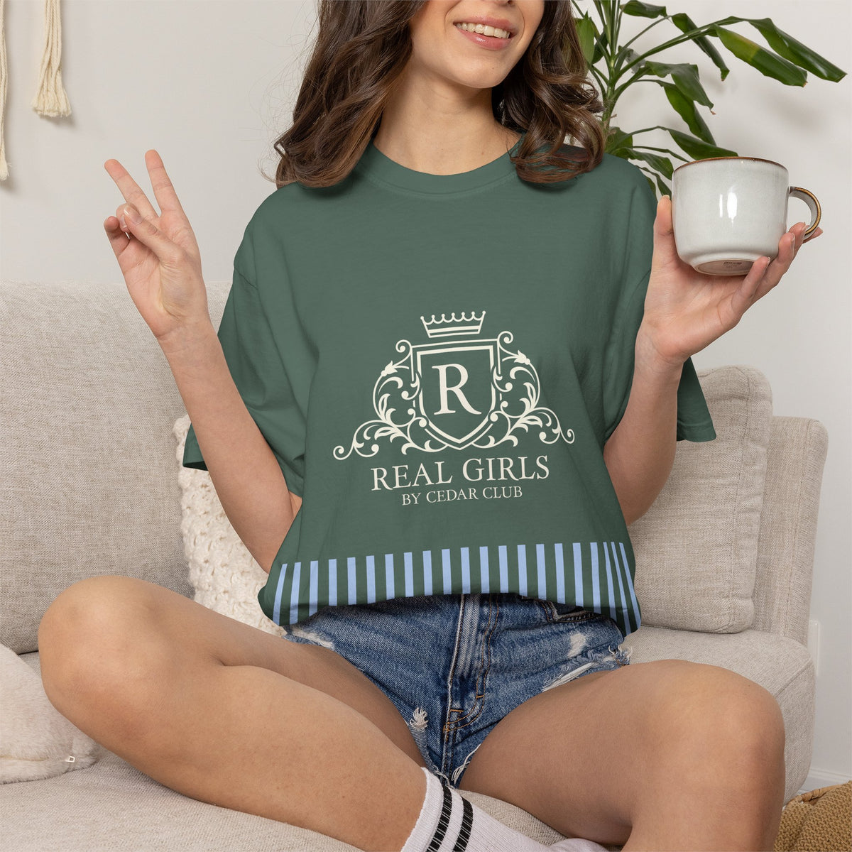 Blue Stripe Crest Graphic T-Shirt