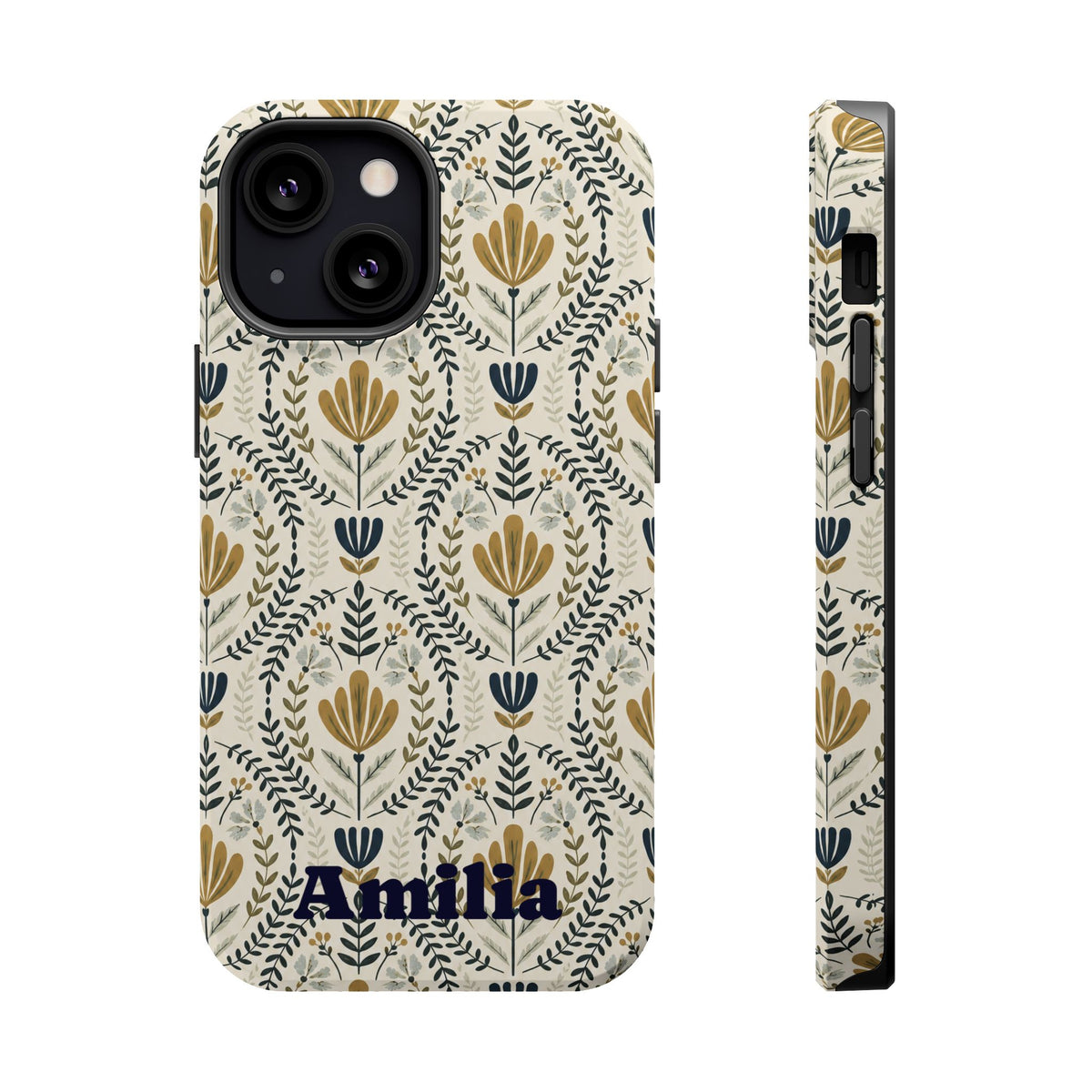 Personalized Floral Magnetic Phone Case — Impact-Resistant Protective Cover (Name Option)