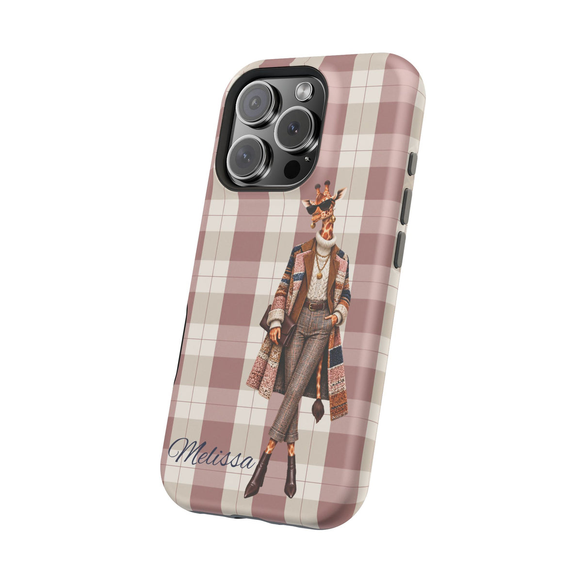 Personalized Giraffe Phone Case — Green Leopard Print Magnetic Impact-Resistant