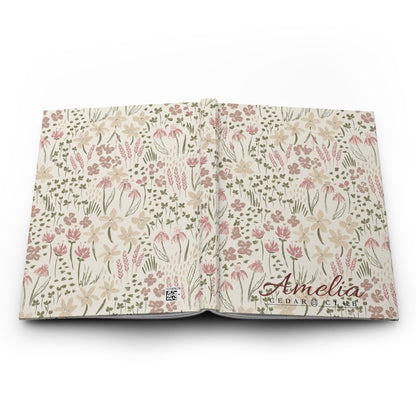 Floral Hardcover Journal — Personalized 'Amelia' Matte Notebook, Pastel Wildflower Journal