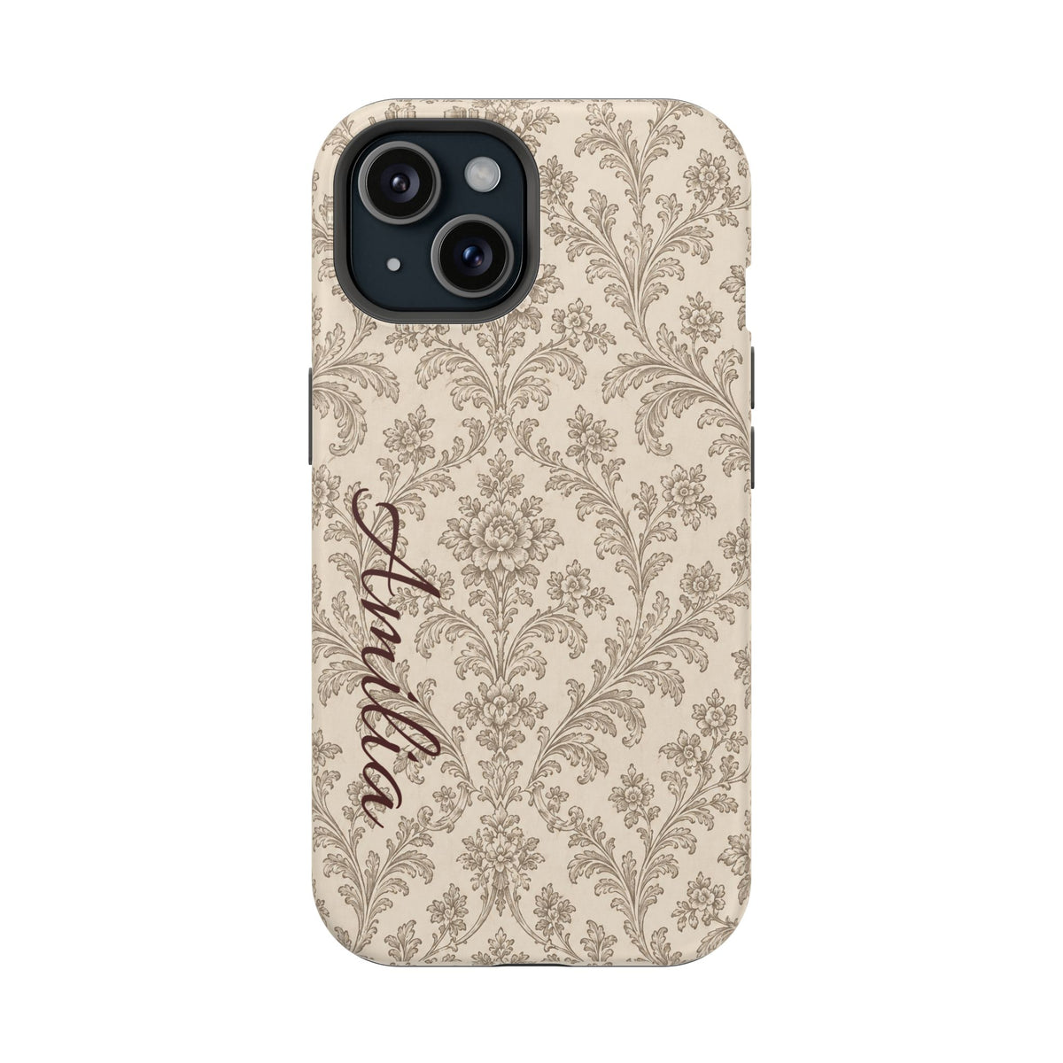 Personalized Vintage Damask Magnetic Phone Case — Custom Name