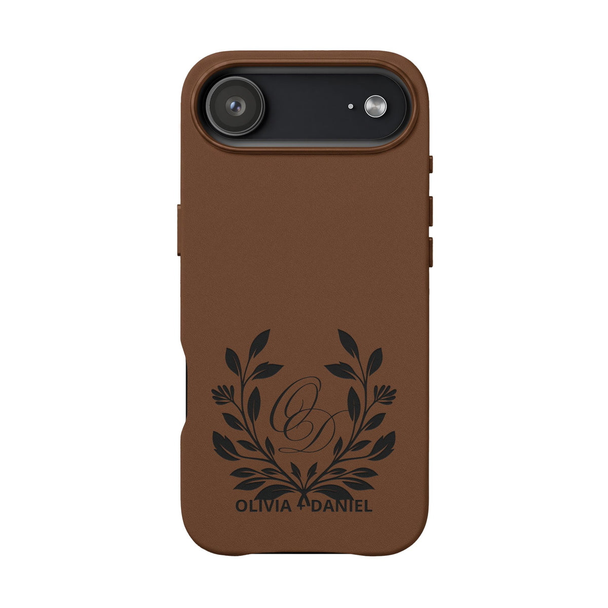 Engraved PU Leather Phone Case — Monogram Design