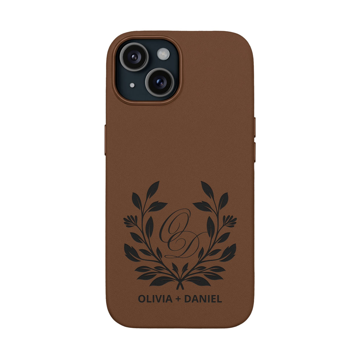 Engraved PU Leather Phone Case — Monogram Design