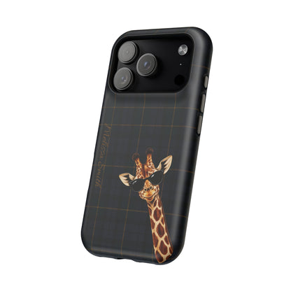 Personalized Giraffe Phone Case —Tartan Print Magnetic Impact-Resistant