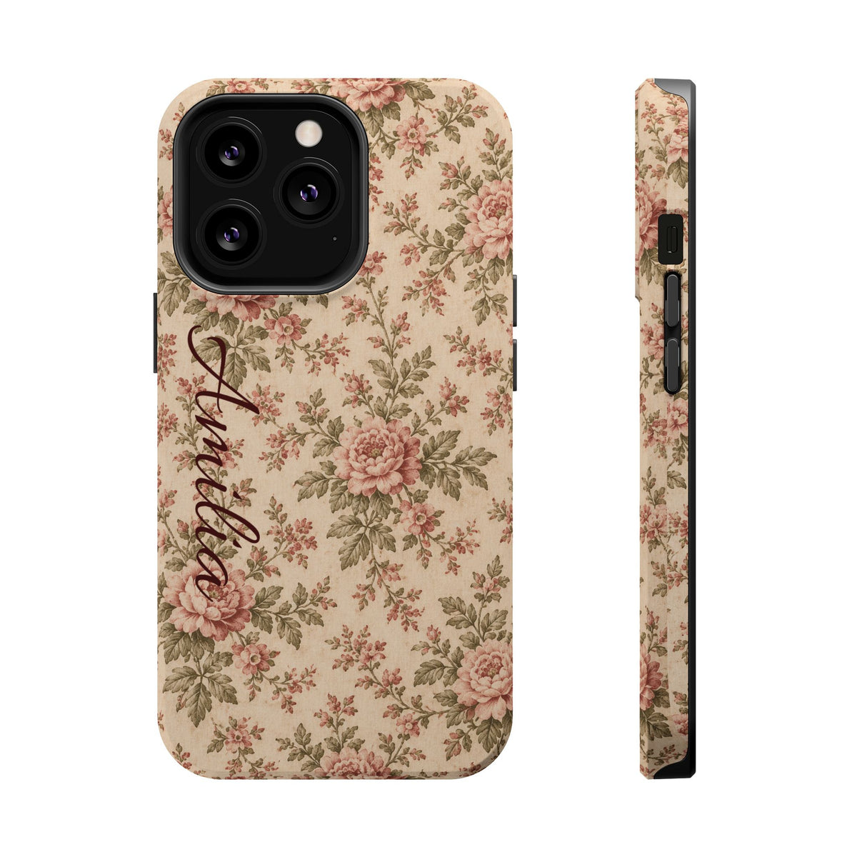 Floral Vintage Rose Magnetic Phone Case — Personalized Option